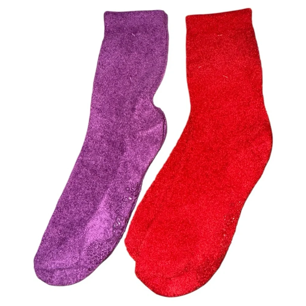 Muk Luks Jojoba Socks‎ Slippers Lot of Two NWT Pink Purple One Size